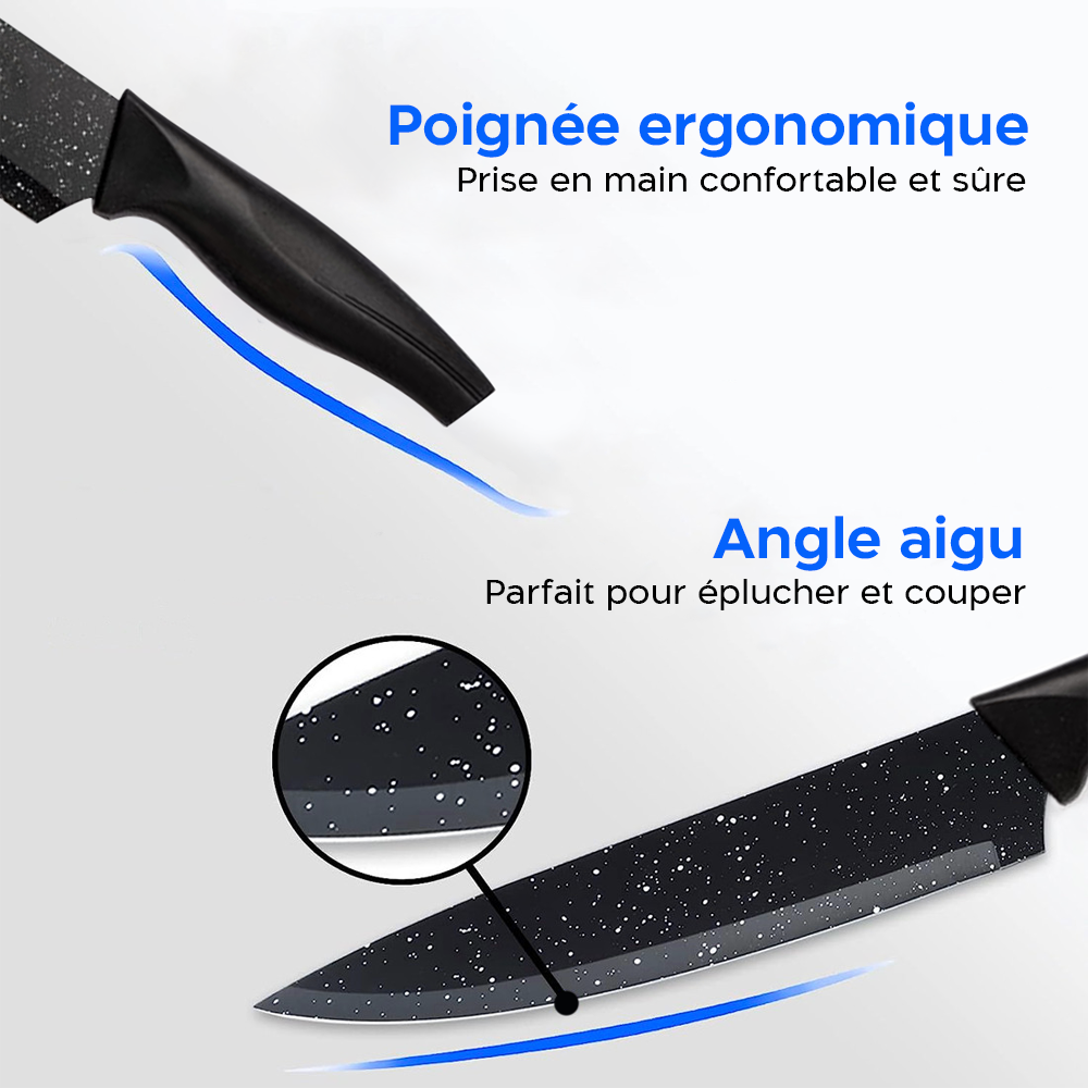 Ensemble de 5 couteaux de cuisine en pierre avec éplucheur en céramique