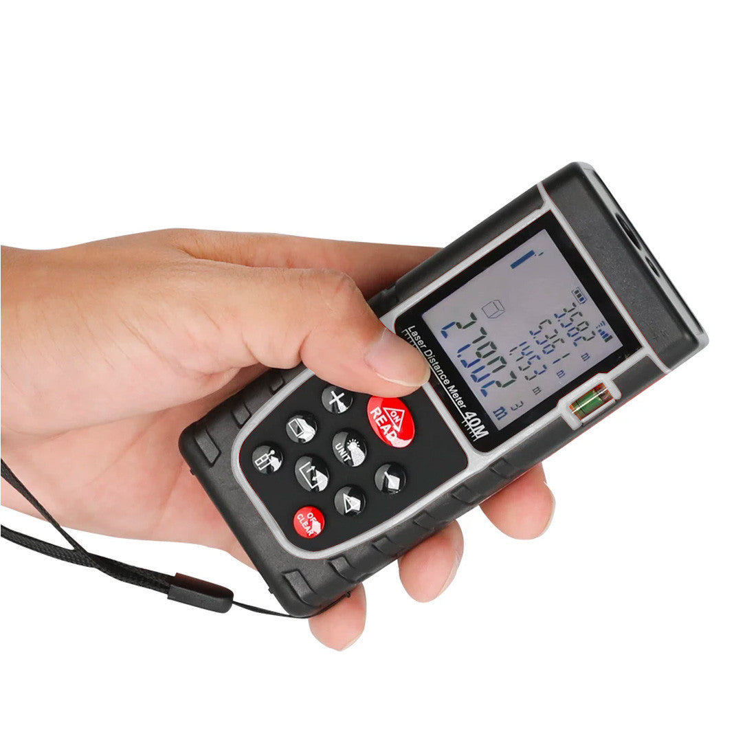 Mesureur de distance laser 40 m avec écran LCD à piles de niveau IP54