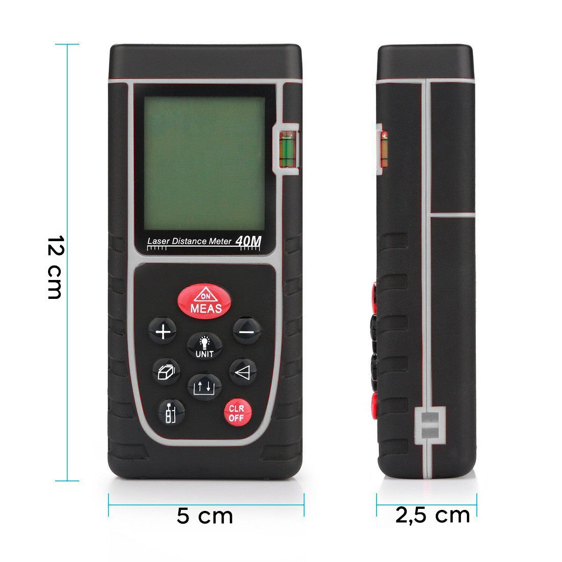 Mesureur de distance laser 40 m avec écran LCD à piles de niveau IP54