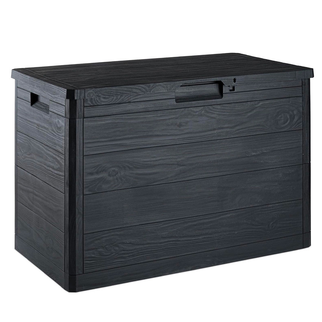 Coffre de rangement de 160 L en résine effet bois pour jardin 53x77.5x44.5