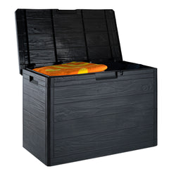 Coffre de rangement de 160 L en résine effet bois pour jardin 53x77.5x44.5