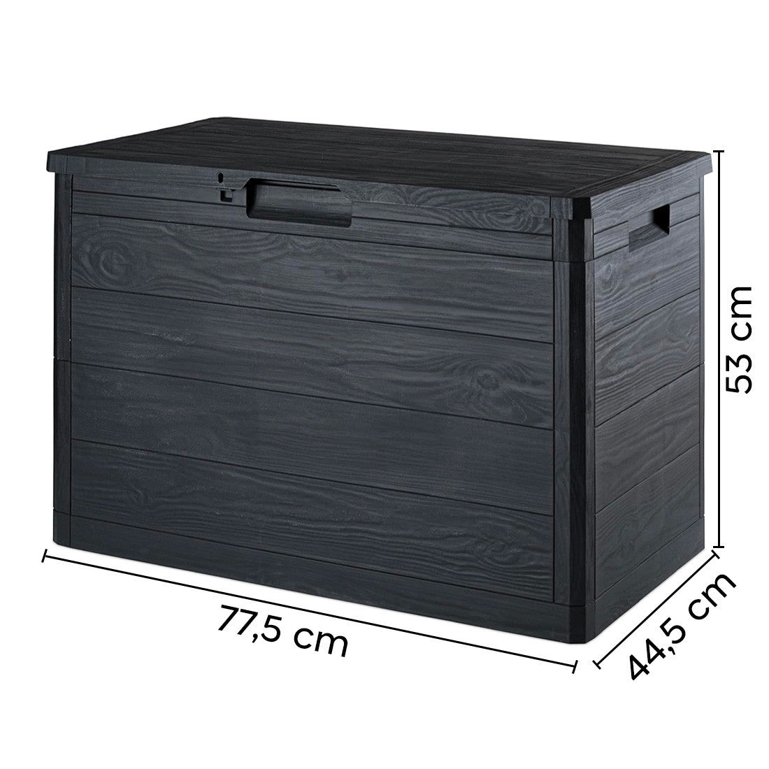 Coffre de rangement de 160 L en résine effet bois pour jardin 53x77.5x44.5