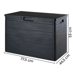 Coffre de rangement de 160 L en résine effet bois pour jardin 53x77.5x44.5