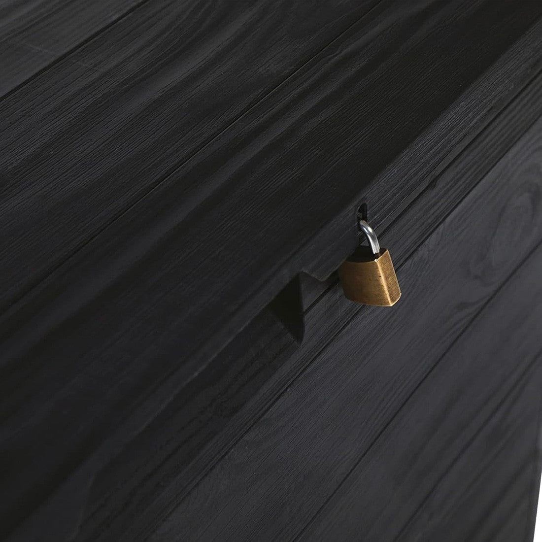 Coffre de rangement de 160 L en résine effet bois pour jardin 53x77.5x44.5