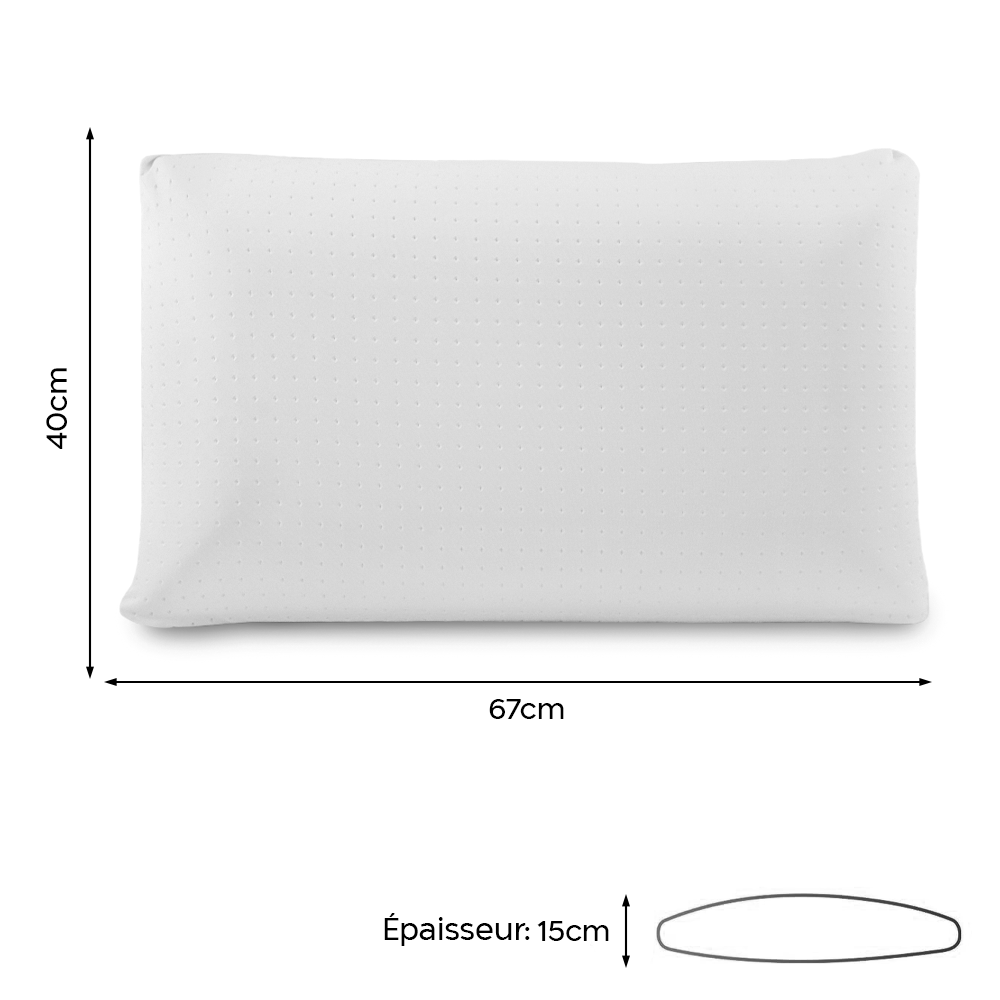 Oreiller mousse à mémoire forme pour lit orthopédique 15cm d'épaisseur cervicale