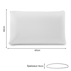 Oreiller mousse à mémoire forme pour lit orthopédique 15cm d'épaisseur cervicale