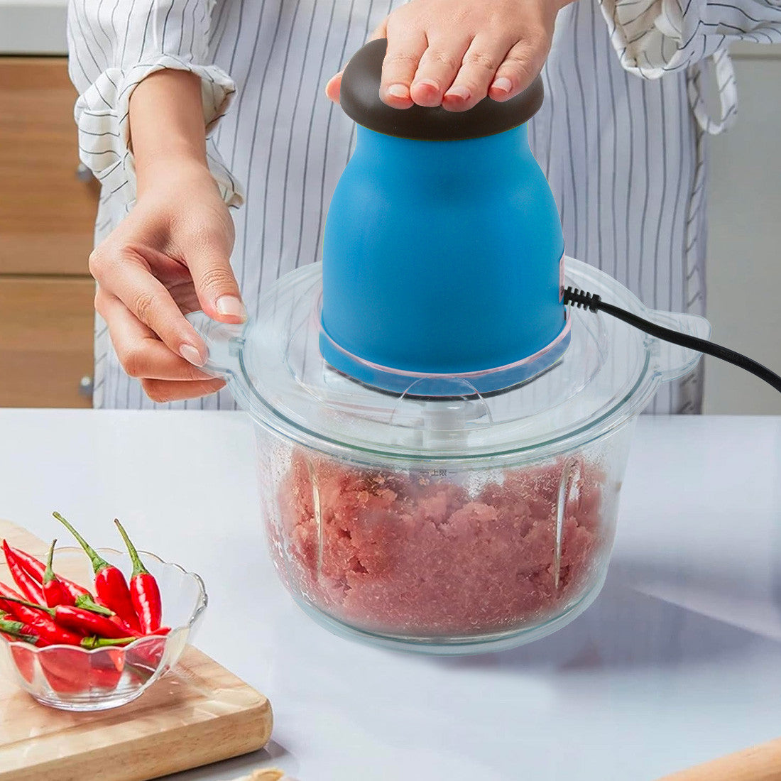 Hachoir et Multifonction Légumes 300W Bol de 2 litres Hache Émince et Mélange