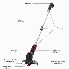 Brosse Rotative Électrique Sans Fil Batterie 26V Nettoyage Carrelage 4 Têtes