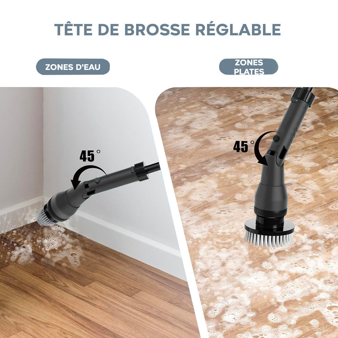 Brosse Rotative Électrique Sans Fil Batterie 26V Nettoyage Carrelage 4 Têtes