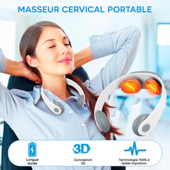 Masseur chauffe-cou rechargeable USB, température réglable pour cervicales