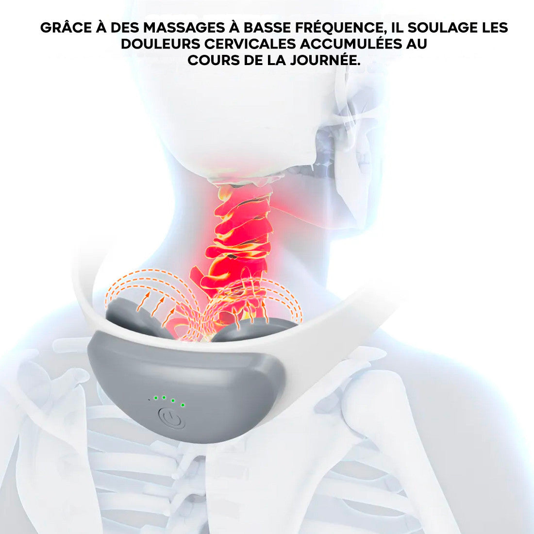 Masseur chauffe-cou rechargeable USB, température réglable pour cervicales