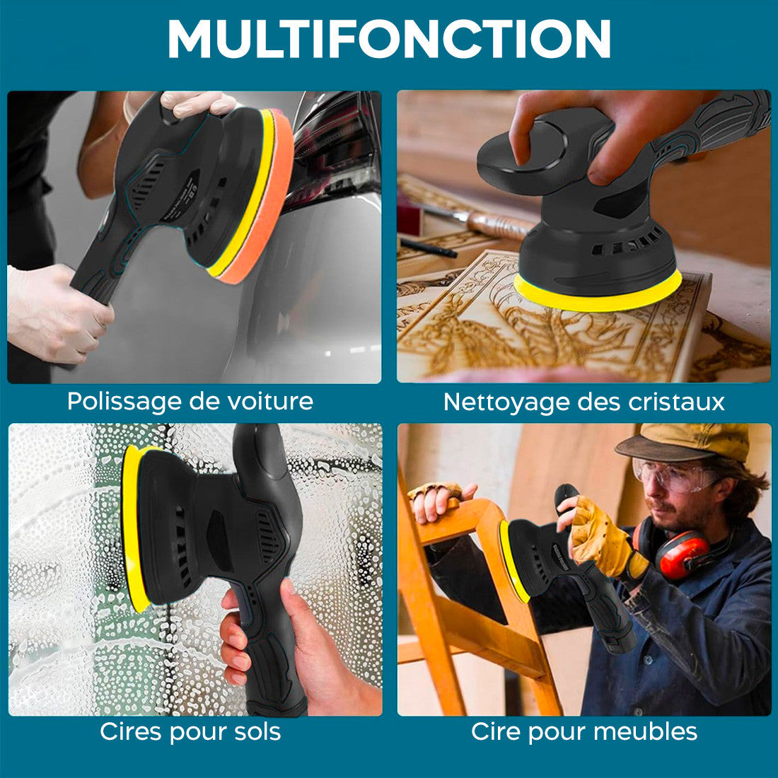 Polisseuse électrique avec batterie 24V pour voitures et sols, 8 vitesses