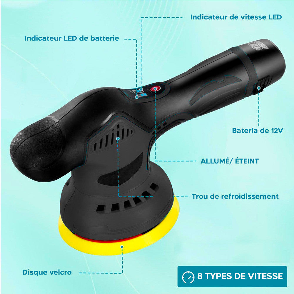 Polisseuse électrique avec batterie 24V pour voitures et sols, 8 vitesses