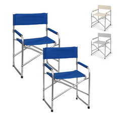 2 chaises réalisateur pliantes aluminium et textilène pour le camping 82x57x55