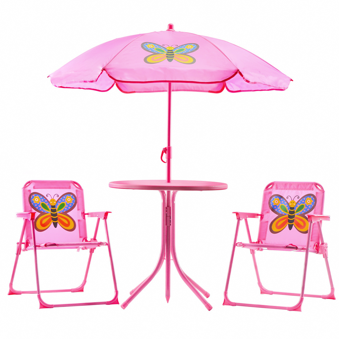 Ensemble jardin pour filles 4 pz Table et chaises parasol rose ajustable 3-6 ans