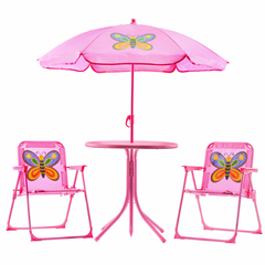 Ensemble jardin pour filles 4 pz Table et chaises parasol rose ajustable 3-6 ans