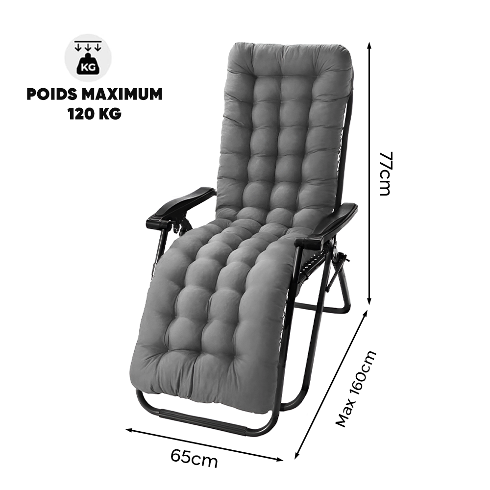 Pack 2 chaises inclinable pliable avec coussin Zéro gravité Dossier inclinable