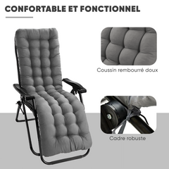 Pack 2 chaises inclinable pliable avec coussin Zéro gravité Dossier inclinable