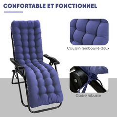 Pack 2 chaises inclinable pliable avec coussin Zéro gravité Dossier inclinable