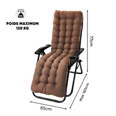 Chaise inclinable pliable avec coussin Zéro gravité Dossier inclinable