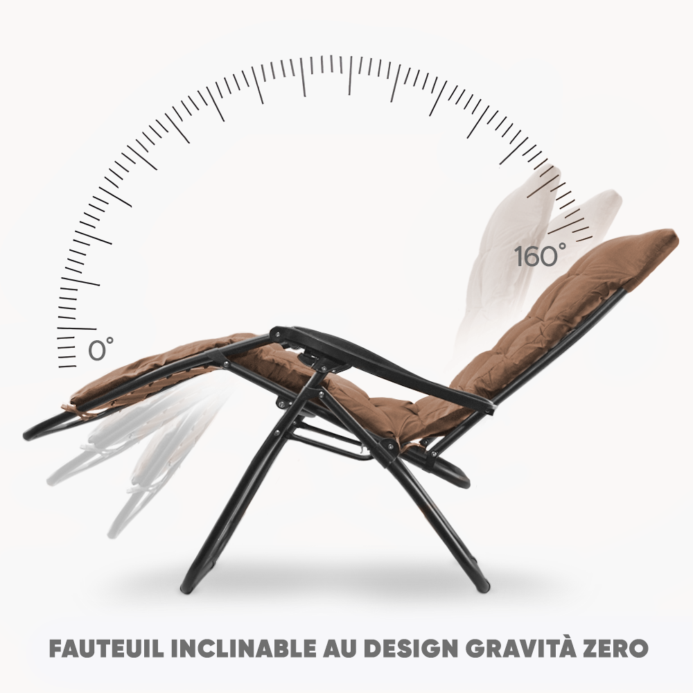 Chaise inclinable pliable avec coussin Zéro gravité Dossier inclinable