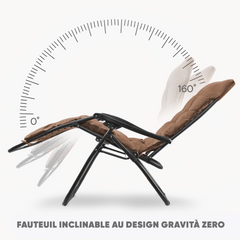 Chaise inclinable pliable avec coussin Zéro gravité Dossier inclinable