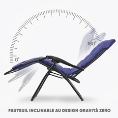 Chaise inclinable pliable avec coussin Zéro gravité Dossier inclinable