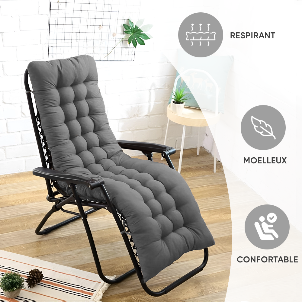 Chaise inclinable pliable avec coussin Zéro gravité Dossier inclinable