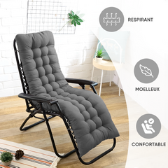 Chaise inclinable pliable avec coussin Zéro gravité Dossier inclinable
