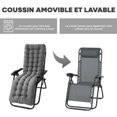 Chaise inclinable pliable avec coussin Zéro gravité Dossier inclinable
