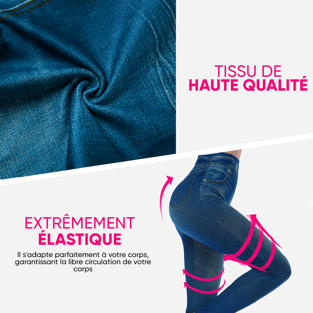 GIADA Leggings Stretch Shaping Effet Jeans Jegging Intérieur Peluche