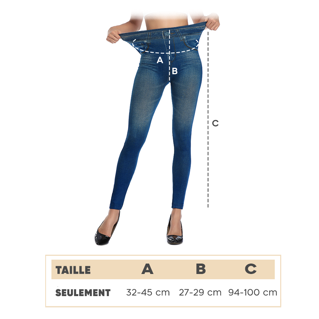 GIADA Leggings Stretch Shaping Effet Jeans Jegging Intérieur Peluche