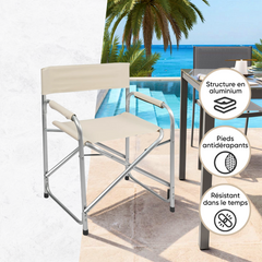2 chaises réalisateur pliantes aluminium et textilène pour le camping 82x57x55