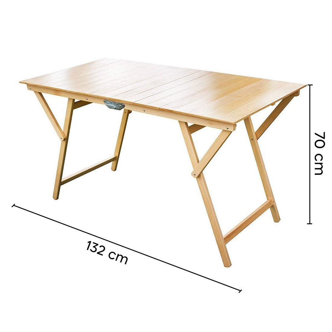 Table pliante 132 x 70 cm en bois naturel pliable table de jardin
