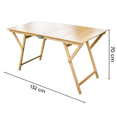 Table pliante 132 x 70 cm en bois naturel pliable table de jardin