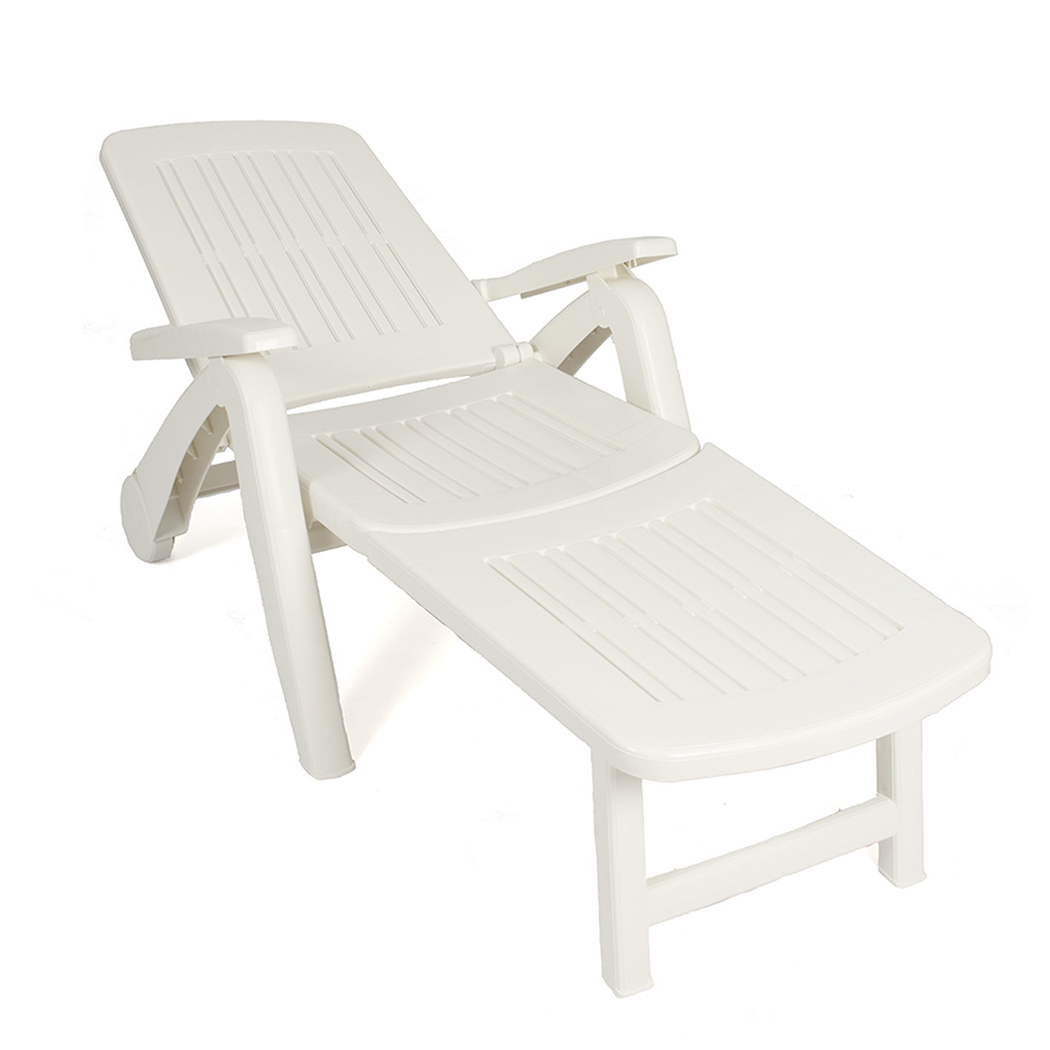 Transat Cancun avec roues pliantes en polyrotin 72x190x60cm