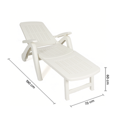 Transat Cancun avec roues pliantes en polyrotin 72x190x60cm