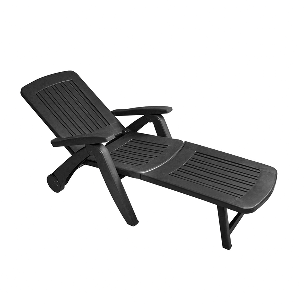 Transat Cancun avec roues pliantes en polyrotin 72x190x60cm