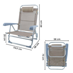 Chaise de plage Spiaggina en Textilène avec coussin inclinable en aluminium