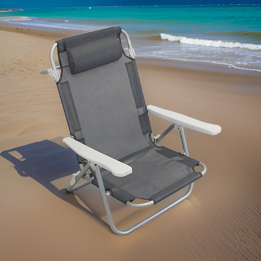 Chaise de plage Spiaggina en Textilène avec coussin inclinable en aluminium