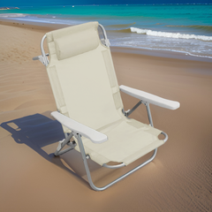 Chaise de plage Spiaggina en Textilène avec coussin inclinable en aluminium