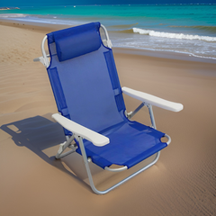 Chaise de plage Spiaggina en Textilène avec coussin inclinable en aluminium