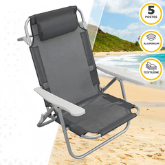 Chaise de plage Spiaggina en Textilène avec coussin inclinable en aluminium