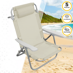 Chaise de plage Spiaggina en Textilène avec coussin inclinable en aluminium
