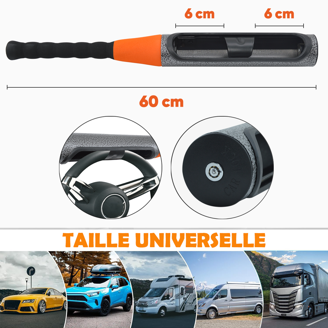 Blocage de Volant Batte de Baseball Universel Antivol