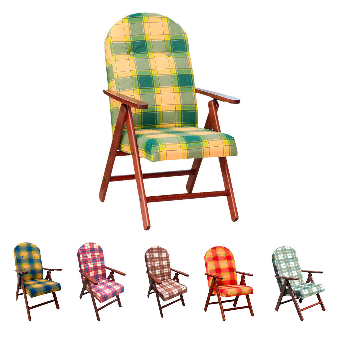 AMALFI Fauteuil en Bois MASLEGNO Fauteuil inclinable Coussin Rembourré 108x65x60