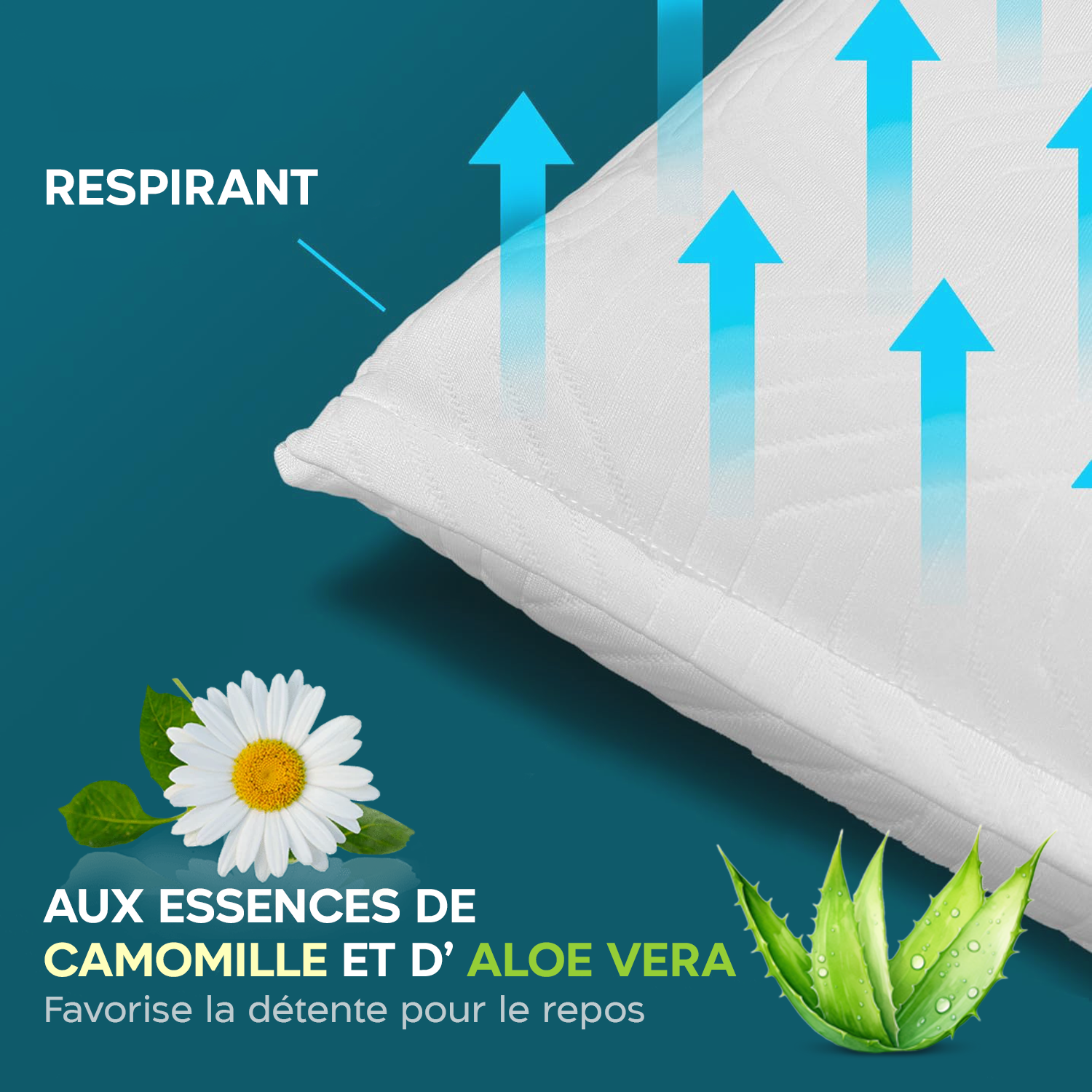 4 pièces Oreiller Cervical mémoire forme 11cm haleine fraîche aloe Vera
