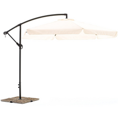 Parasol de Jardín avec Bras Décentré et Manivelle Toile Brute Ronde 3x2m