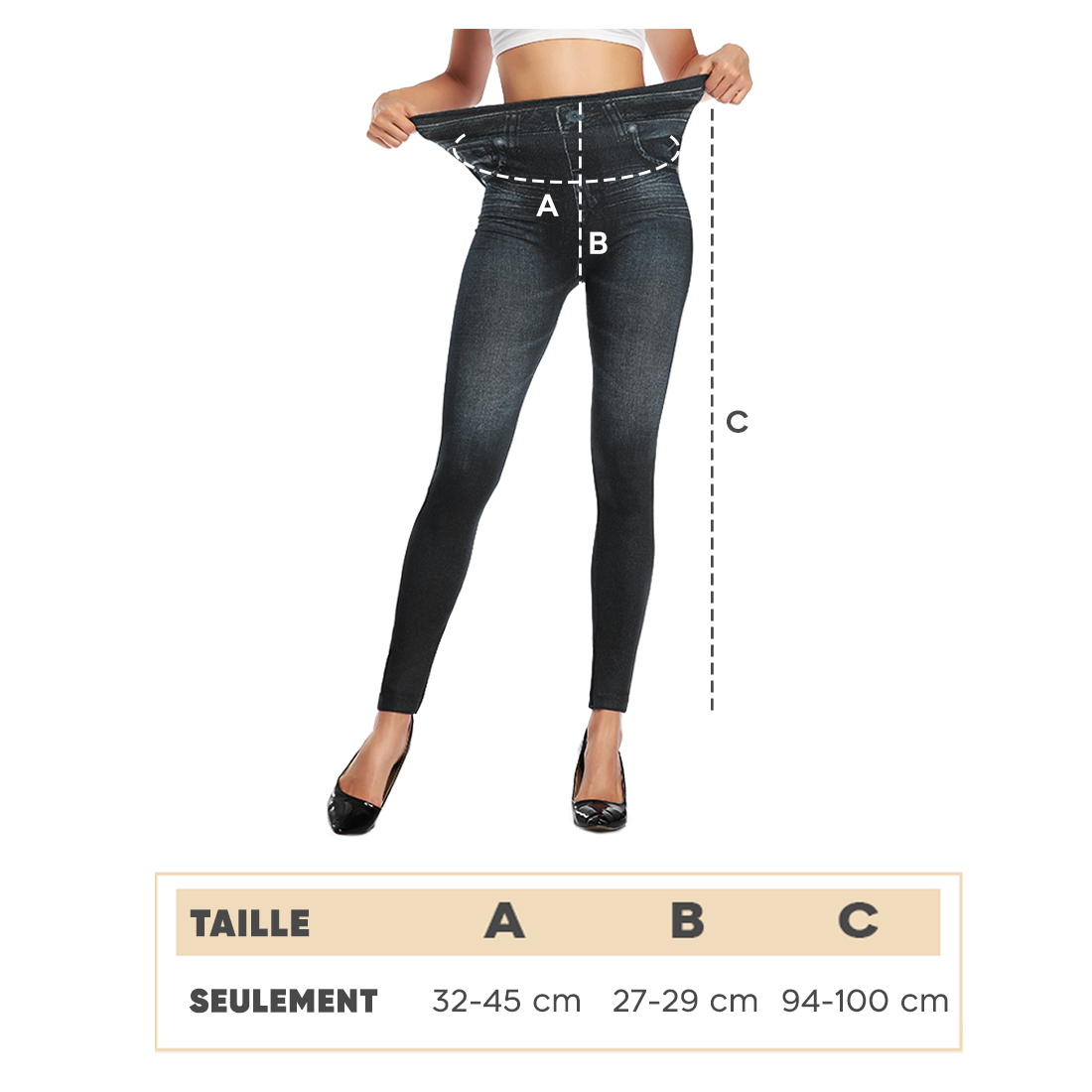 Ensemble de 3 Leggings Femme Effet Jeans GIADA