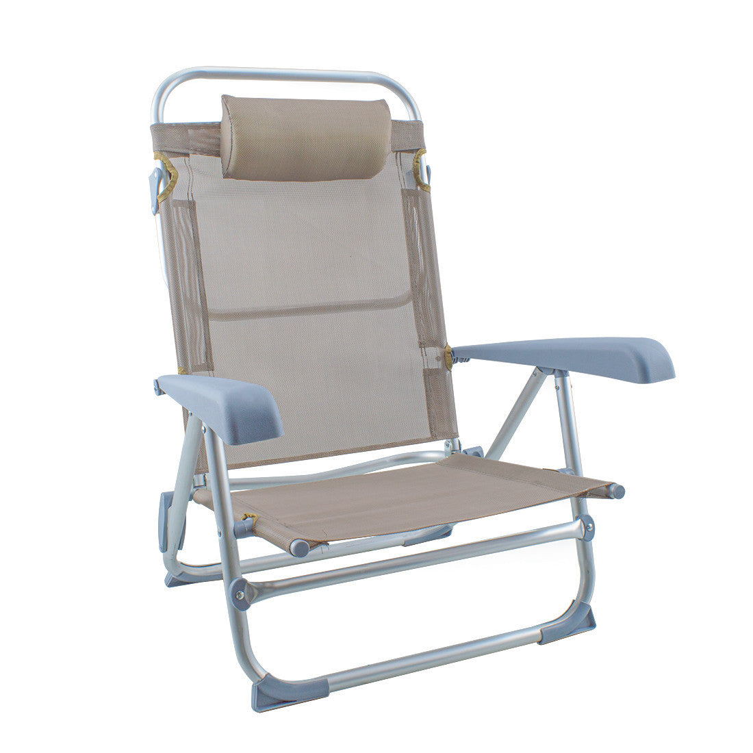 2 pièces Chaise de Plage Transat Aluminium avec Coussin Inclinable en Textilène